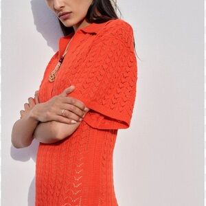 NWT| Shona Joy Crochet Polo MIDI Dress